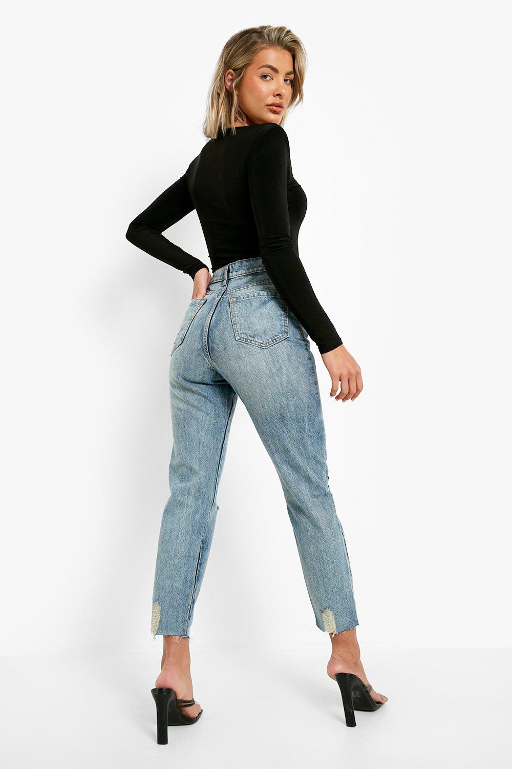 Womens distressed straight leg sales jeans